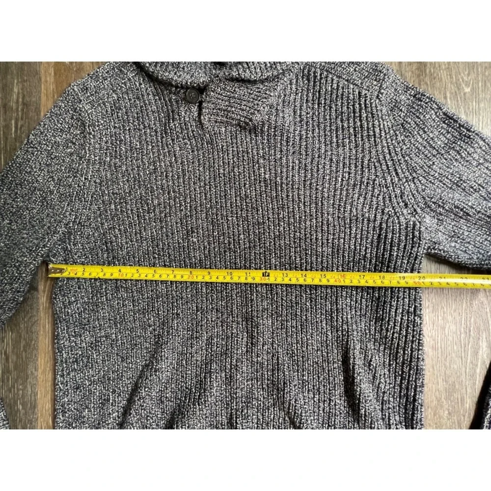 Banana Republic Sweater Mens Large Gray Marled Shawl Collar Ribbed Knit Pullover